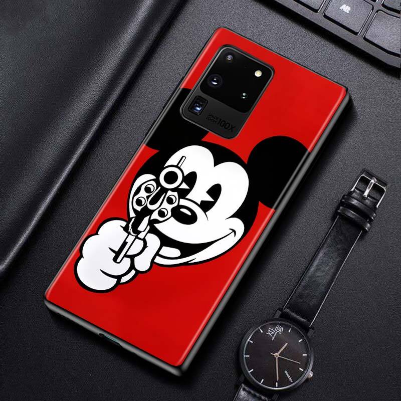 Disney Mickey Mouse Oswald para Samsung S20 FE Ultra Plus A91 A81 A71 A51 A41 A31 A21 A11 A72 A52 A42 A22 suave negro teléfono caso