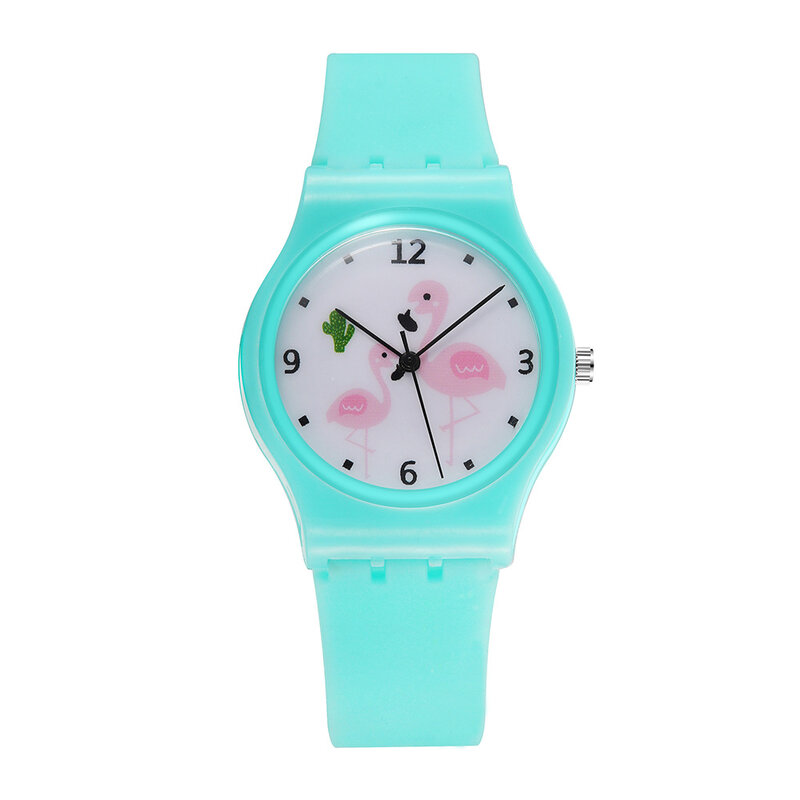 Relógio flamingo de quartzo para meninos e meninas, relógio de pulso de silicone com pulseira de silicone para estudantes e meninas, brinquedo de presente para bebês