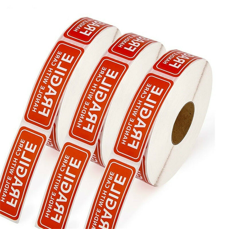 Adesivos frágeis para decoração de bens, etiquetas de aviso com rolo 150/500 peças
