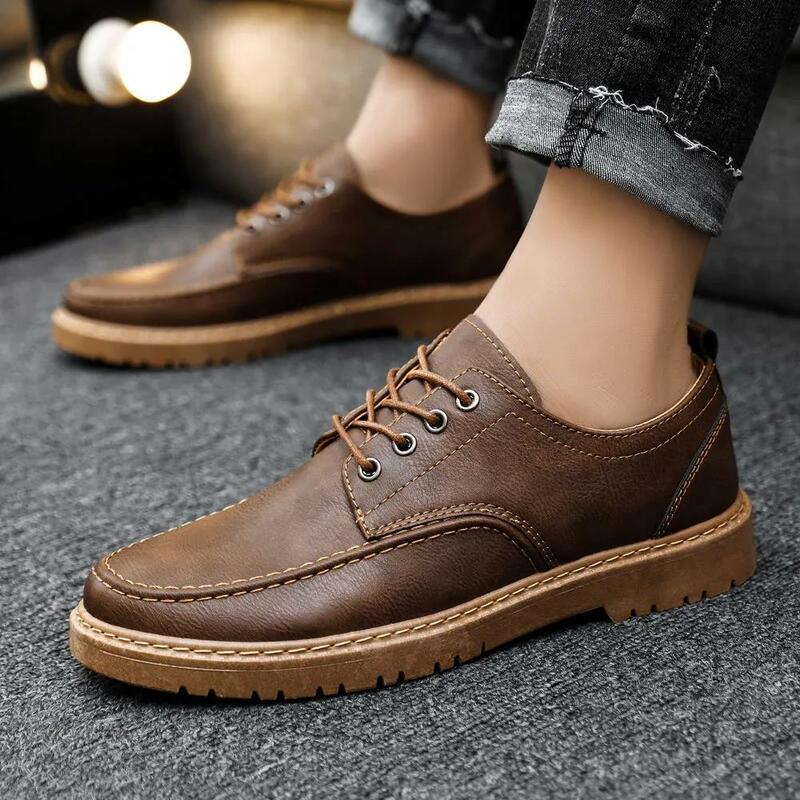 Туфли мужские с низким верхом, повседневные водонепроницаемые Нескользящие, рабочая обувь, кожаные, весна-осень