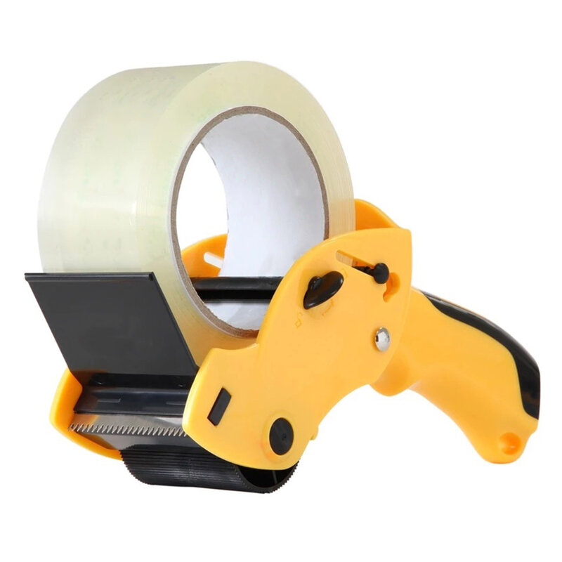 Dispenser Pita Segel Plastik untuk Pengepak Paket Rol Pita Pemotong Pemegang Pita Segel Kemasan Manual Tempat Pita Kantor