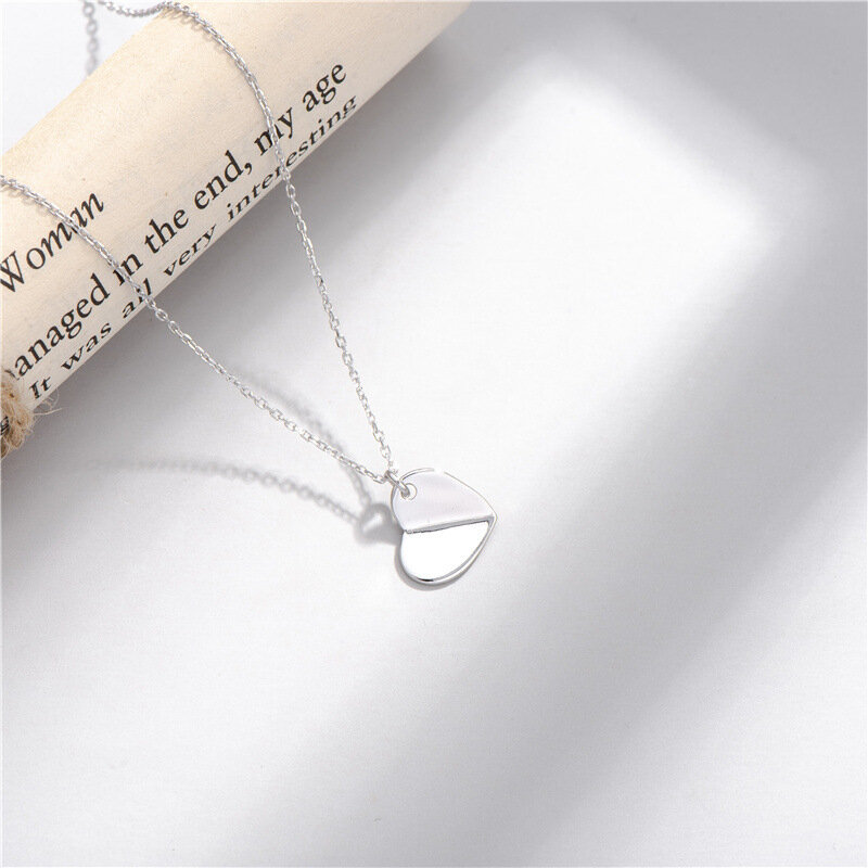 Sodrov 925 Sterling Silver Necklace Pendant For Women Creased Heart Necklace Silver 925 Jewelry Pendant  Silver Necklace