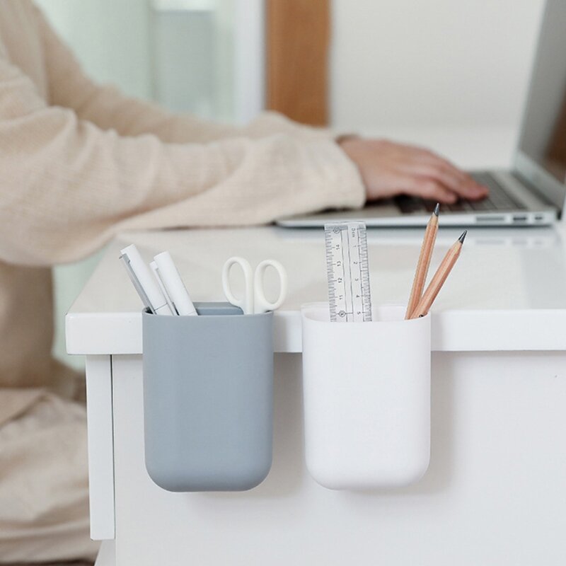 เดสก์ท็อปผู้ถือปากกาPasteableแขวนกล่องเก็บOfficeโต๊ะโรงเรียนดินสอ