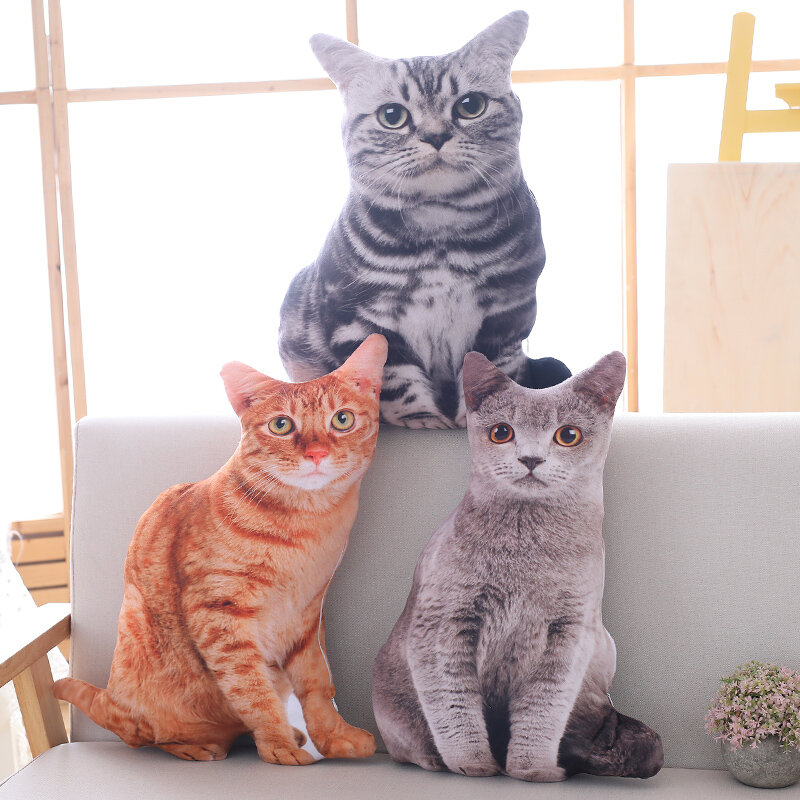 Kawaii أفخم القط وسادة لينة محشوة جديد محاكاة واقعية وسادة حيوان أليف ديكور للكنبة الكرتون ألعاب من نسيج مخملي الأطفال طفل هدية