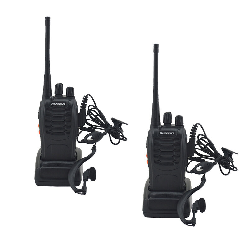 2 unids/lote BF-888S walkie talkie 888 UHF 400-470MHz 16 canales de radio de dos vías con auricular bf888s transceptor