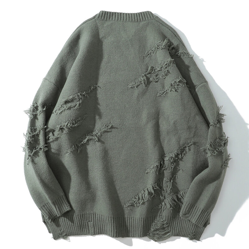 Harajuku autunno Vintage tinta unita maglione lavorato a maglia Pullover Oversize Hip Hop Streetwear maglione uomo maglieria inverno nuova moda