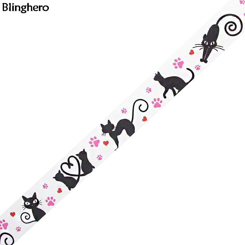 Blinghero 15 مللي متر X 5 متر الأسود القط اشي الشريط الكرتون لاصق أشرطة الحيوان شريطٌ لاصق ملصقات القرطاسية أشرطة لطيف هدية BH0398