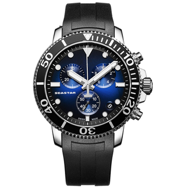 ساعة كوارتز مضادة للماء سي ستار رياضية للرجال T120417A ETA G10212 ساعة بحزام مطّاطي T125617A Fashion
