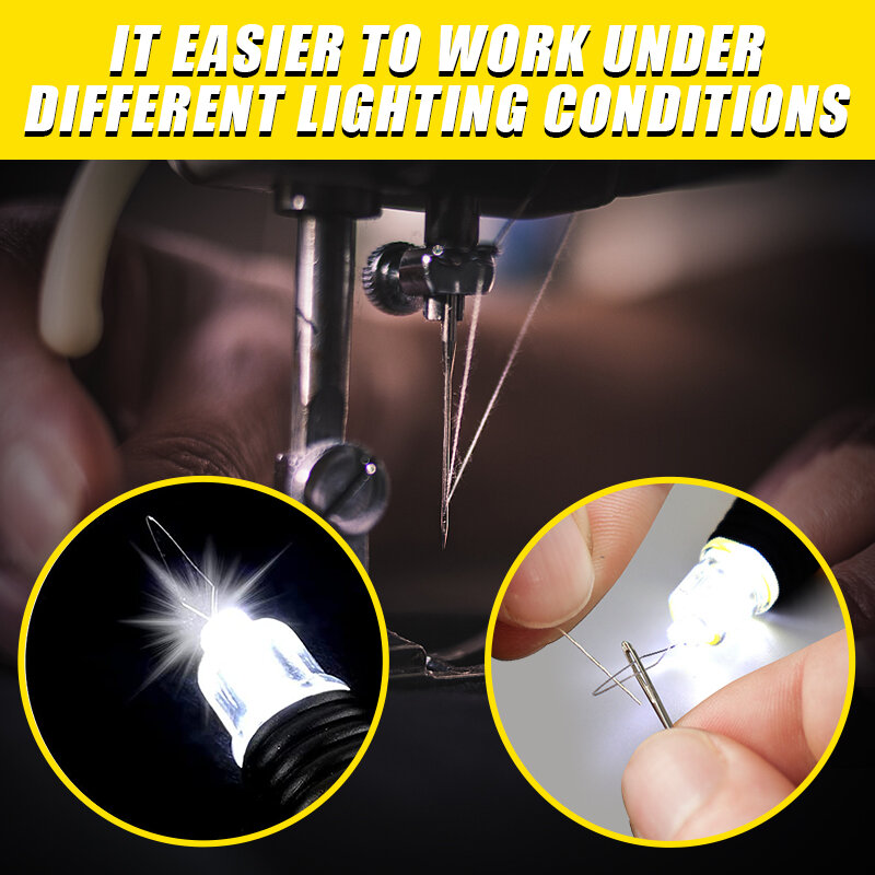 Enhebrador de aguja iluminado, herramienta de inserción de punto de alambre con Led para máquina de coser, accesorios de inserción