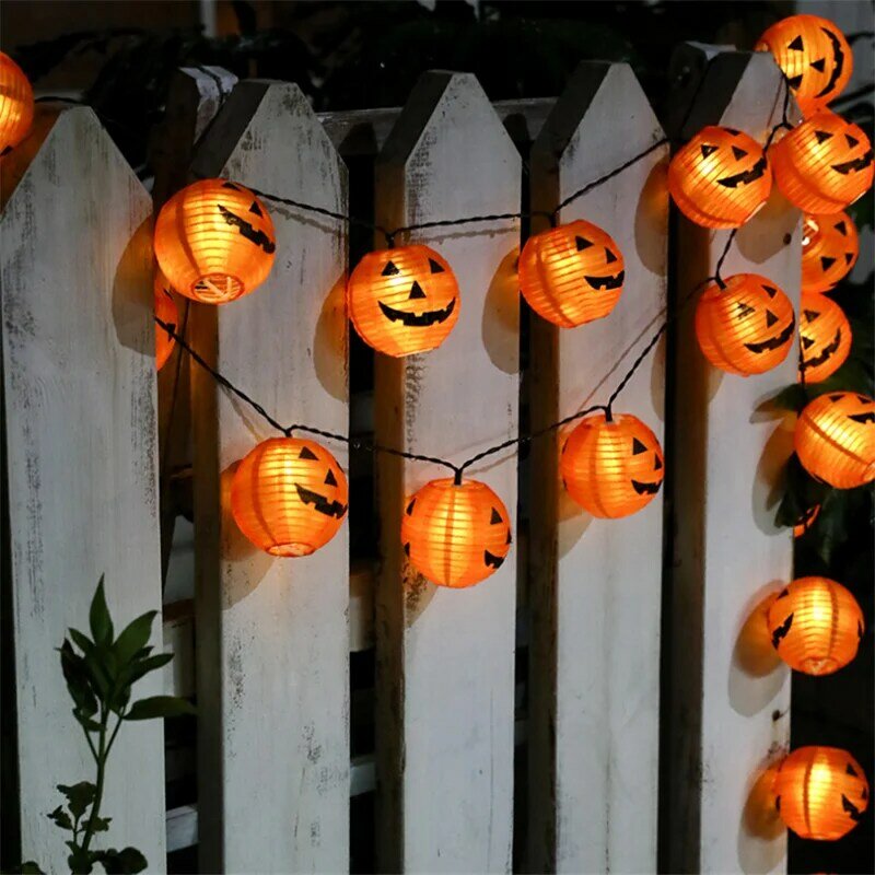 Guirnalda de luces LED con forma de calabaza para Halloween, guirnalda de luces solares para exteriores, decoración de calle y Halloween, 20/30LED