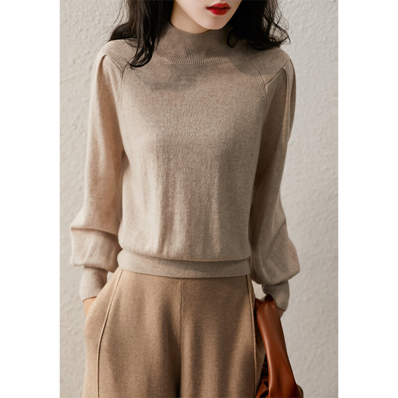 Outono e inverno quatro cores garra manga lã cashmere suéter feminino harajuku camisola algodão lanterna manga