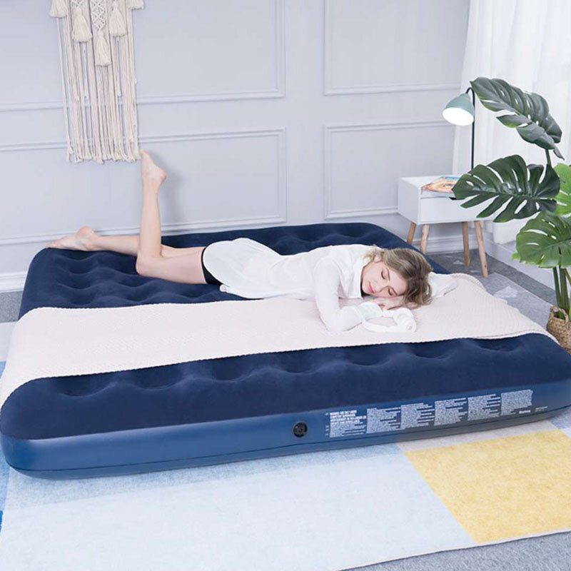 คู่พับโซฟาแบบพกพา Inflatable Flocking เตียงโซฟาอาหารกลางวันเก้าอี้หนากลางแจ้ง Air Cushion เตียง