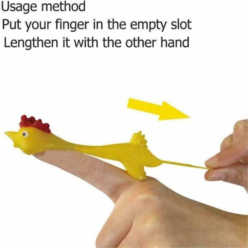 Novelty Catapulted Ejection Chicken Toy Sticky Light Rubber Finger Prank Flying Toy Slingshot Chicken Finger Toys