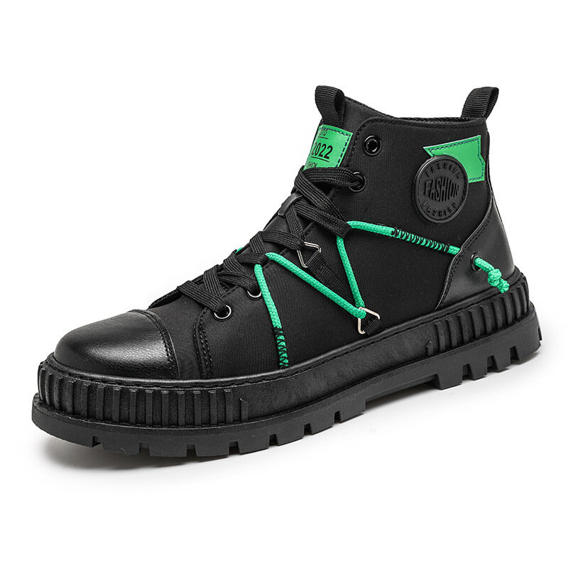 Zapatos De lona De alta calidad para Hombre, zapatillas De plataforma con cordones, color blanco, para estudiantes, Otoño, 2022