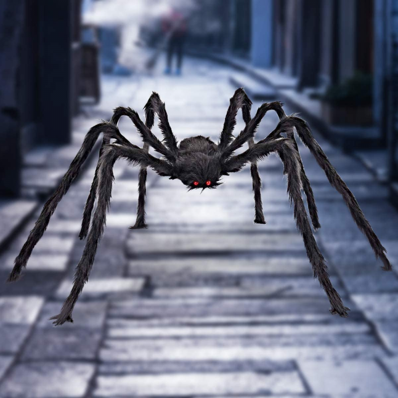 30ซม./50ซม./75ซม./90ซม./125ซม./150ซม./200ซม.Black Spider ตกแต่งฮาโลวีนบ้านผีสิง Prop ในร่มกลางแจ้ง Giant Decor Spider Web