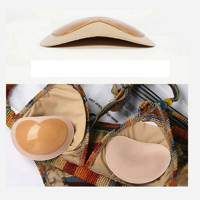 1 par das mulheres sutiã pegajoso mais grosso esponja almofadas de sutiã mama push up enhancer removeable adicionando inserções copos maiô acessórios