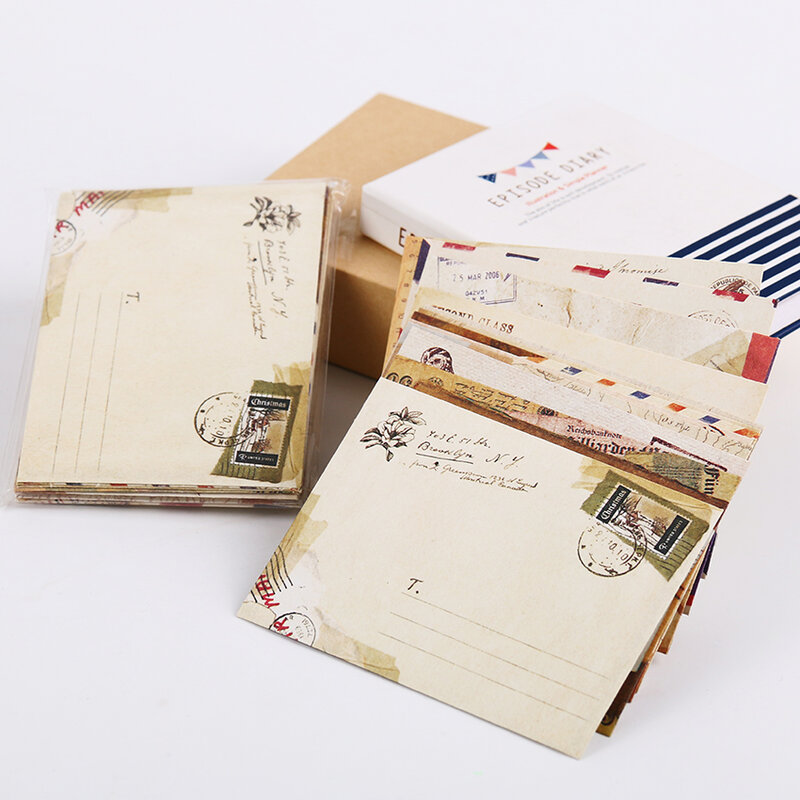 144 Pcs Vintage Kraft Paper Envelope Cute Mini Envelopes Vintage European Style For Card Scrapbooking Gift
