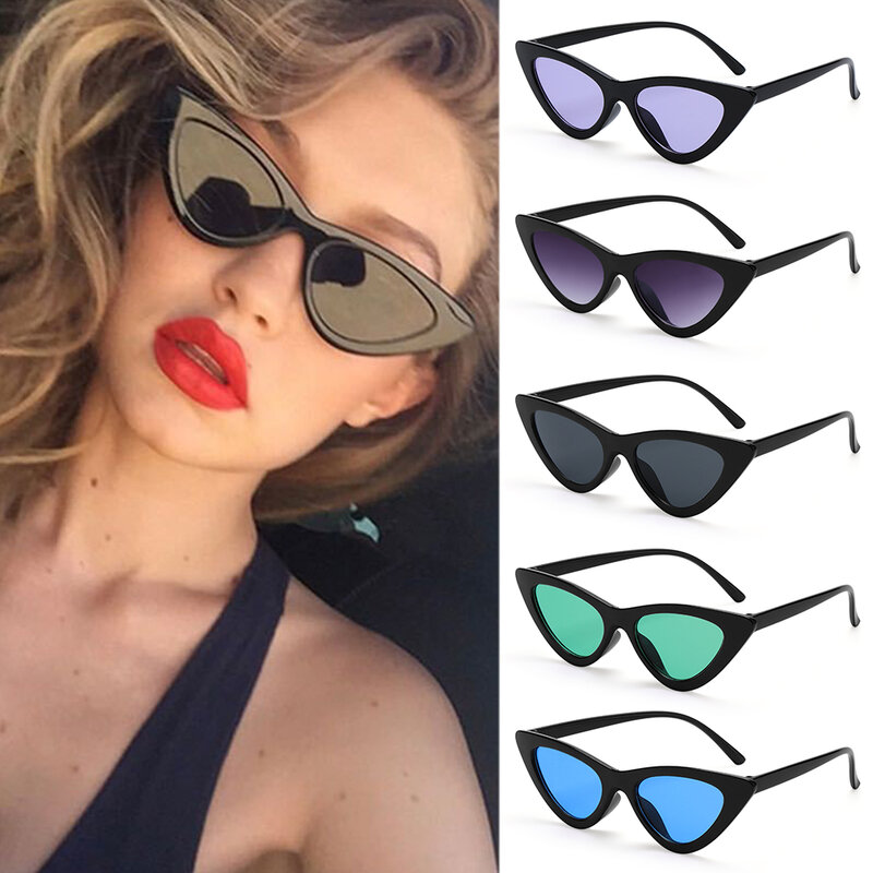 Gafas de sol con forma de ojo de gato para mujer, anteojos de sol sexys con espejo negro, de triángulo pequeño, lentes femeninas, ropa de calle para exteriores, UV400, 2022