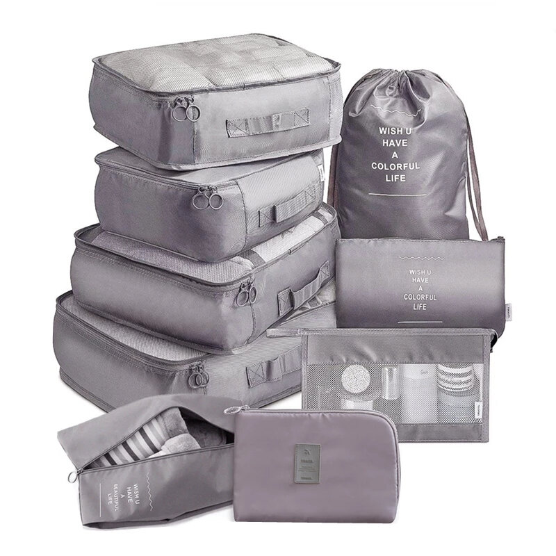 Hoge Kwaliteit 9 Stuk Koffer Organiseren Opbergtas Draagbare Cosmetische Bag Kleding Ondergoed Schoenen Verpakking Set Reizen Accessoires