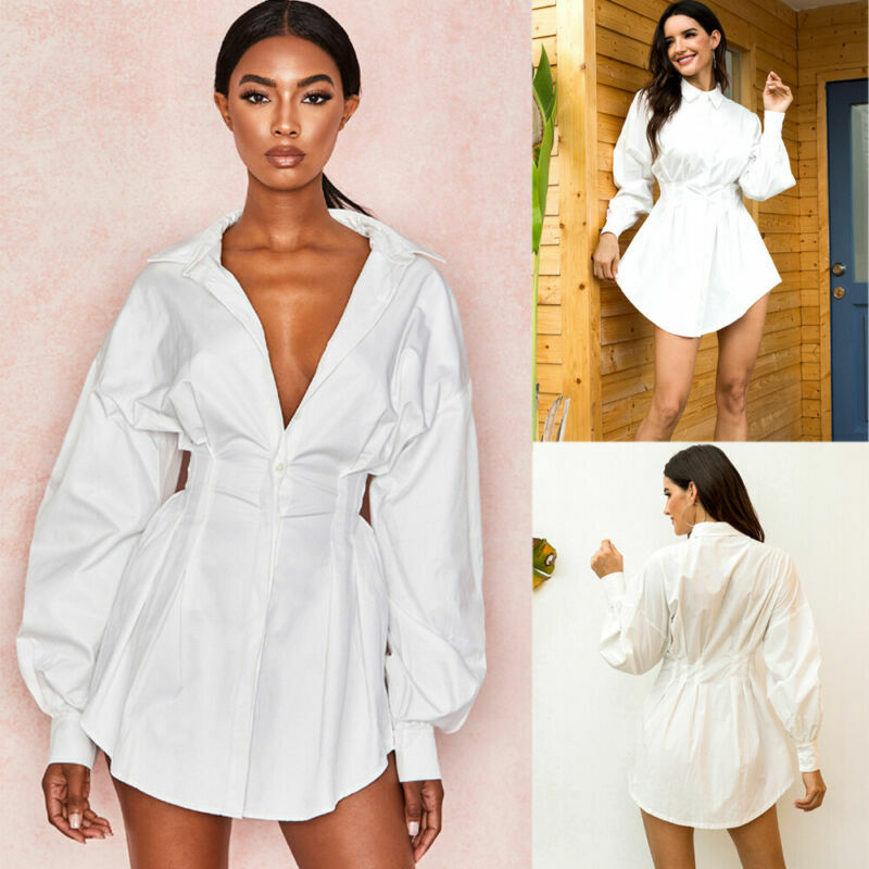 2019 ins-blusa ajustada con estilo francés para mujer, ropa con escote en V profundo, manga larga, camisa Sexy, informal, negro y blanco, otoño