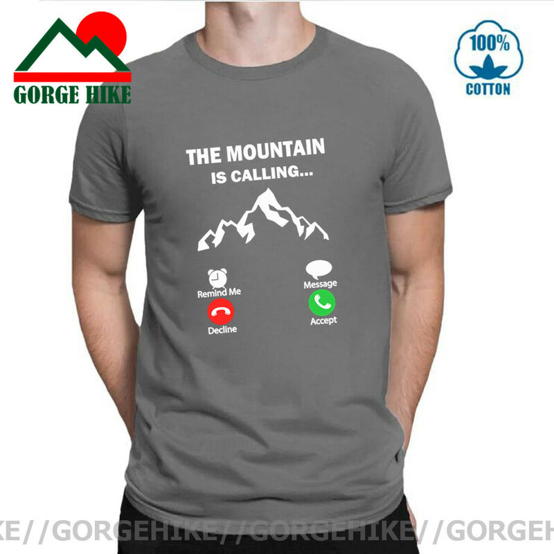 Climb The Mountain IS Calling T Shirt Mans Summer Fashion Short Sleeve Men Funny MTB Climbing T-Shirt Mountain Climber tee shirt