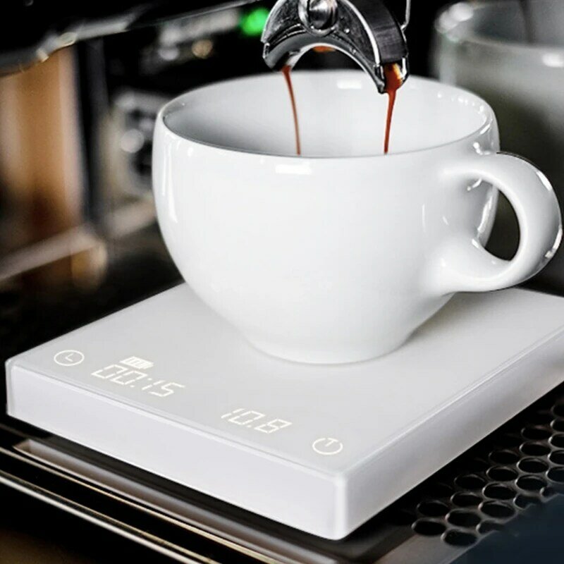 Escala de café recarregável inteligente à prova dwaterproof água eletrônico digital despeje a escala de café espresso com temporizador 2kg/0.1g usb cabo dados