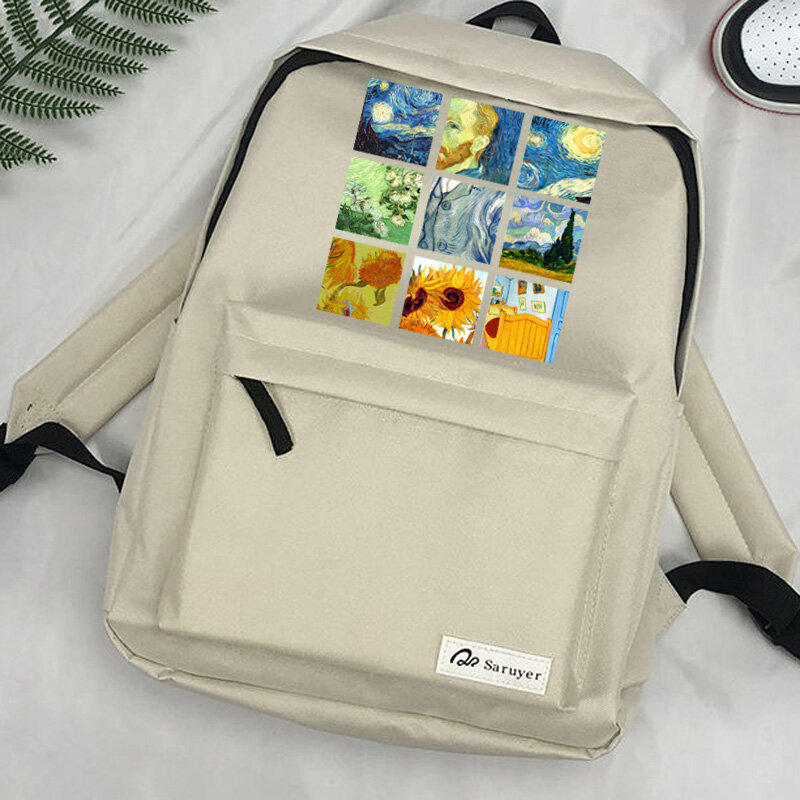 Van Gogh-mochilas de diseñador para mujer, mochila escolar kawaii de anime, tassen