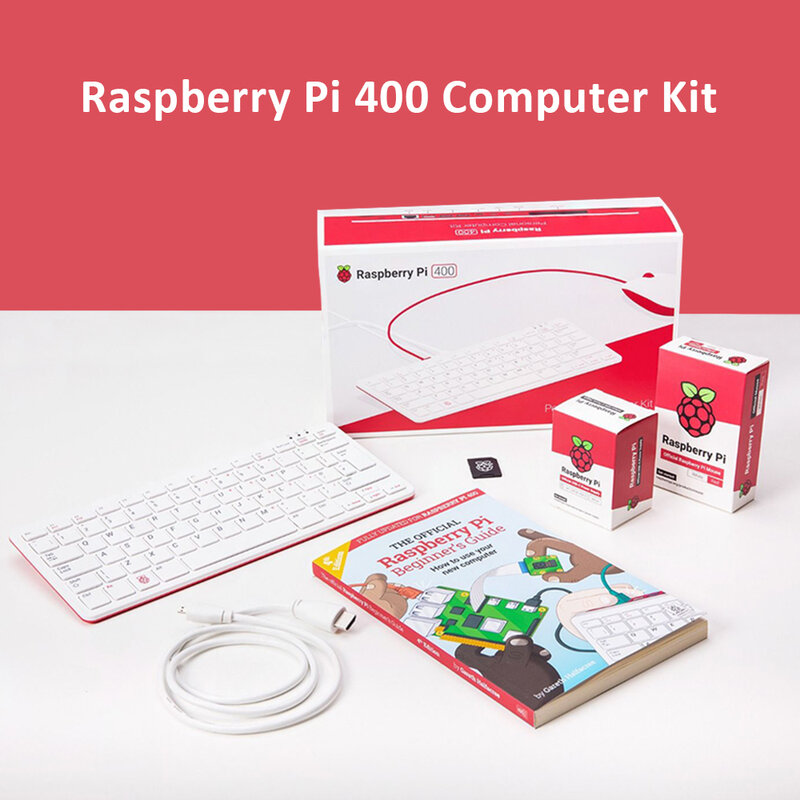 Kit de computador pessoal raspberry pi 400, teclado compacto com computador integrado