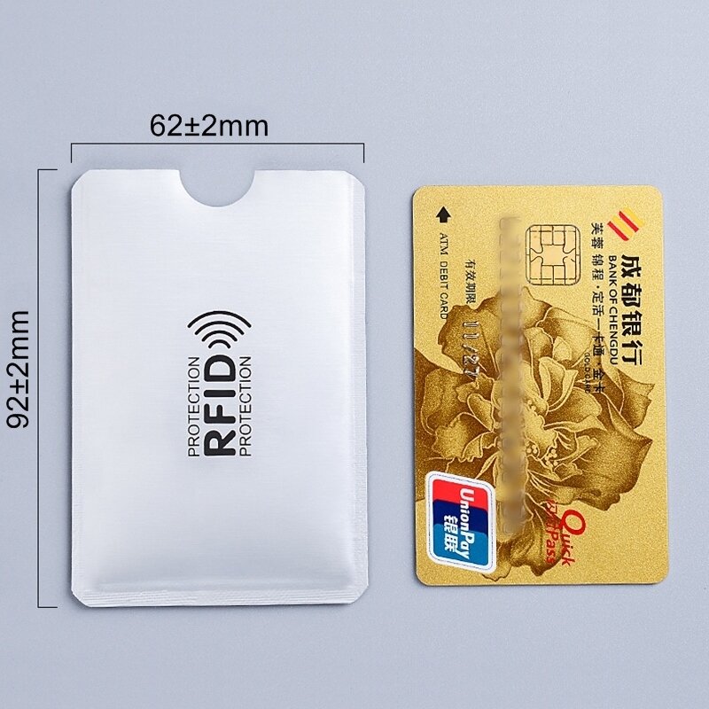 Anti ผู้ถือบัตร RFID NFC Reader ล็อค ID ผู้ถือบัตรกรณีโลหะป้องกันกรณีบัตรเครดิตอลูมิเนียม F051