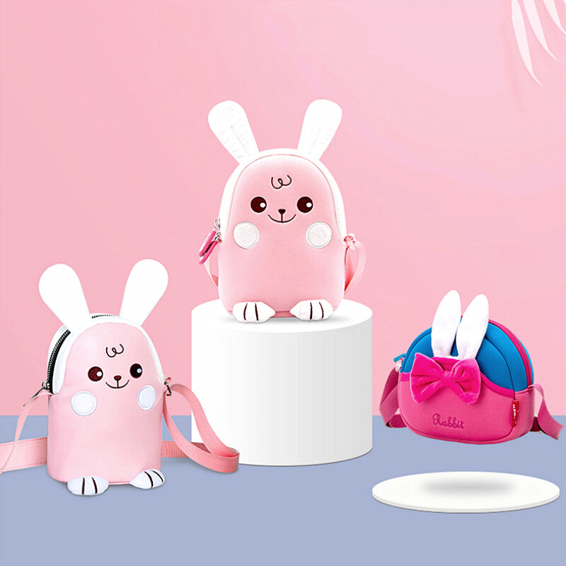 NOHOO-Mini bolso de hombro para niños, bandolera con Orejas de conejo, monedero pequeño Simple, bolsos para princesa