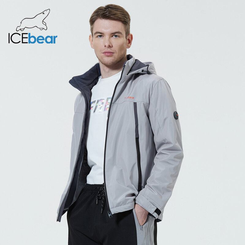 ICEbear 2022 جديد الرجال سترة قطن قصيرة الخريف موضة الذكور معطف عالية الجودة مع هود ماركة الملابس MWC21610D