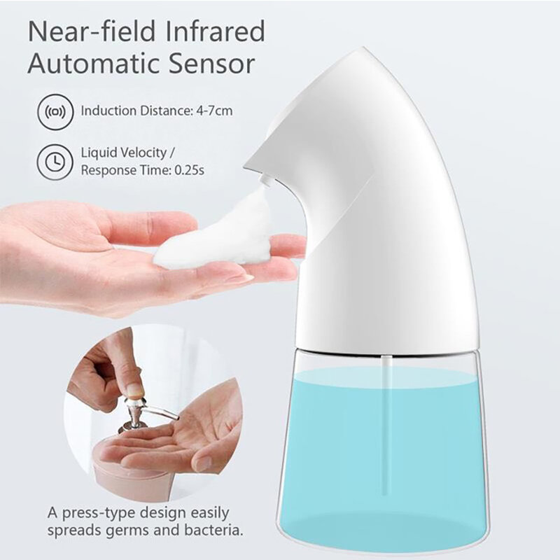 Dispensador infrarrojo automático de jabón en aerosol de 450ml con Sensor desinfectante en Alcohol sin contacto, dispensador de jabón sin jabón
