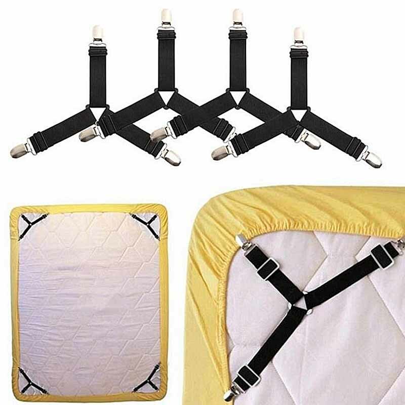 4PCS/Set Elastic Bed Sheet Grippers Belt Fastener Bed Sheet Clips Mattress Cover Blankets Holder Sofa Fixation Organize Gadgets