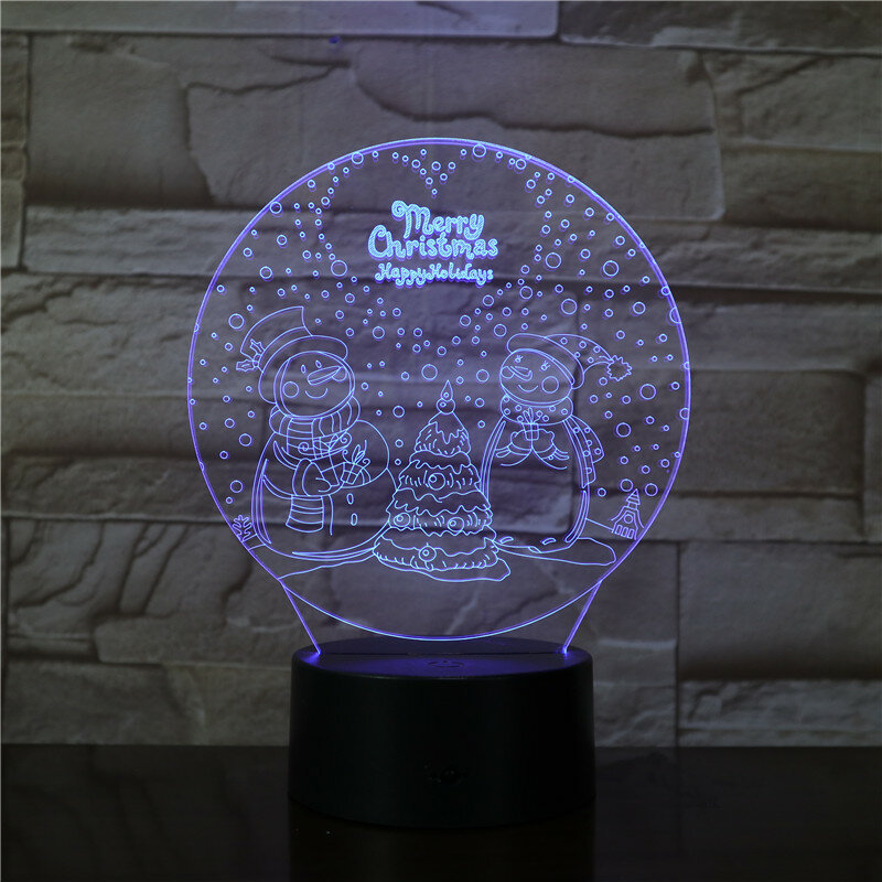 2019 Nieuwe Jaar Sneeuw Man 3D Led Lamp Kerst Decoratie Voor Thuis Party Office Multicolor Led Lamp Nachtlampje Luminaria 3171