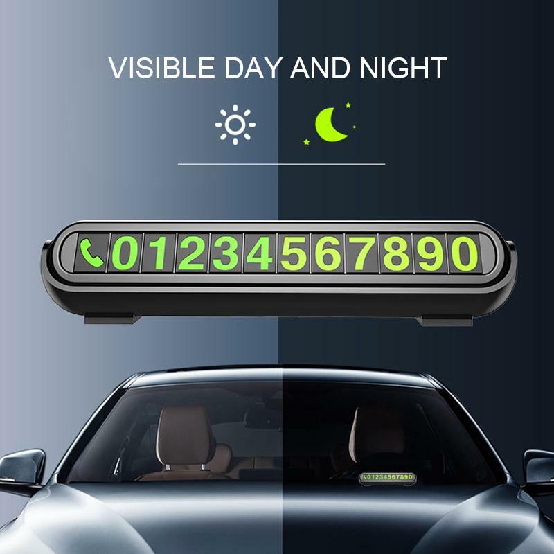 Tarjeta de estacionamiento temporal para coche, tarjeta de número de teléfono, luz nocturna, placa de número oculta, etiqueta de vehículo, señal en caja