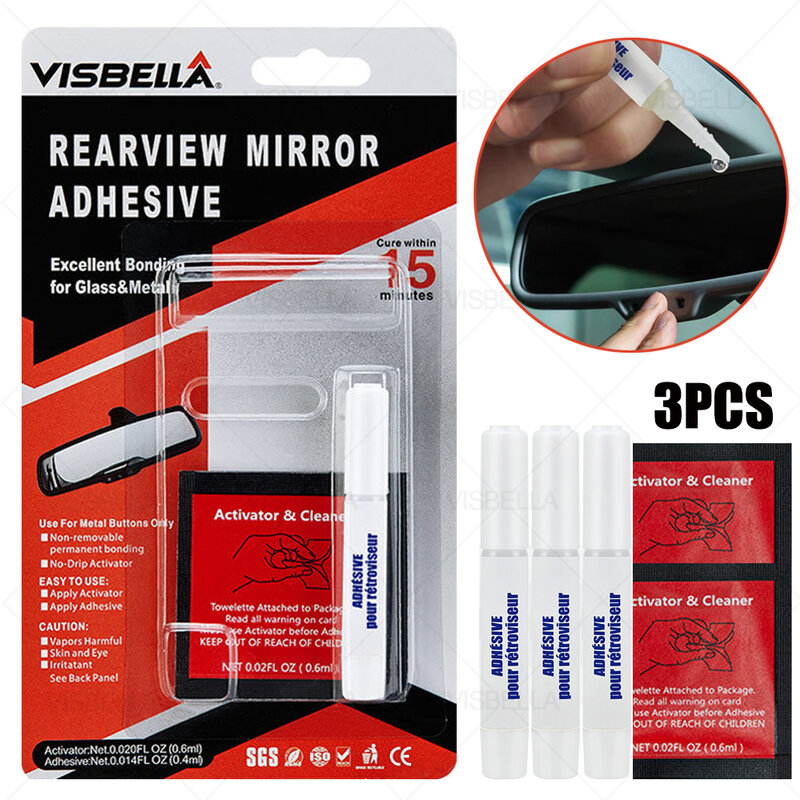 VISBELLA Liquid Super Glue Car Rearview Mirror Repair Adhesive Glass Metal Restoration Fillers Sealants 15 Minutes Curing Glue