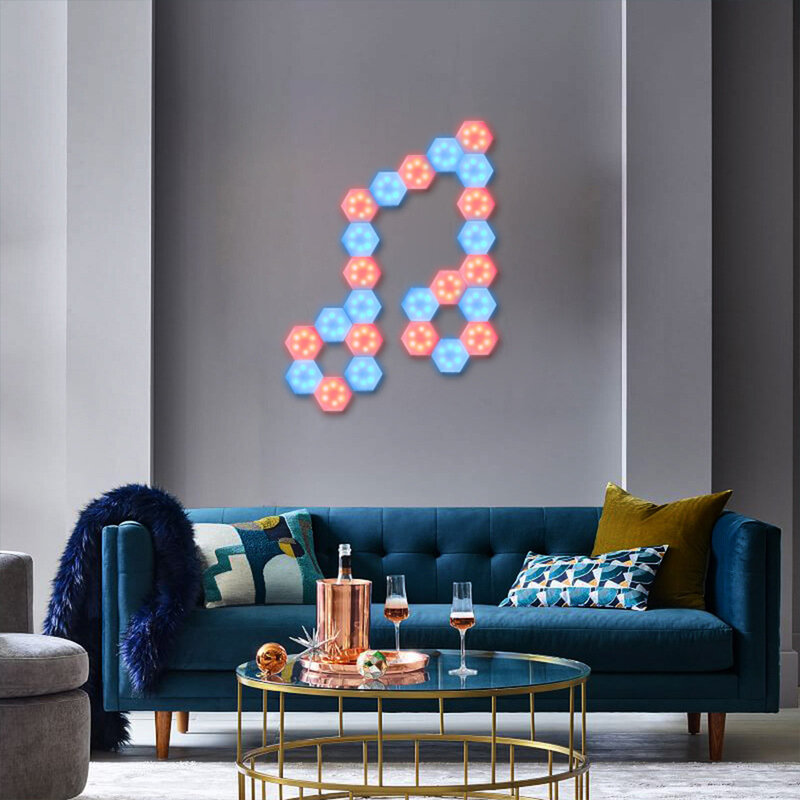 Luz Nocturna LED hexagonal con Sensor táctil, lámpara de pared RGB con Control remoto, decoración creativa, Color