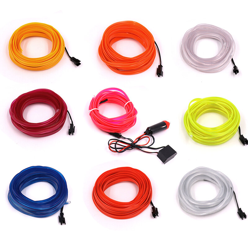 Гибкая светодиодная неоновая лента EL Wire, 6 мм светильник 3 в, 5 В, 12 В
