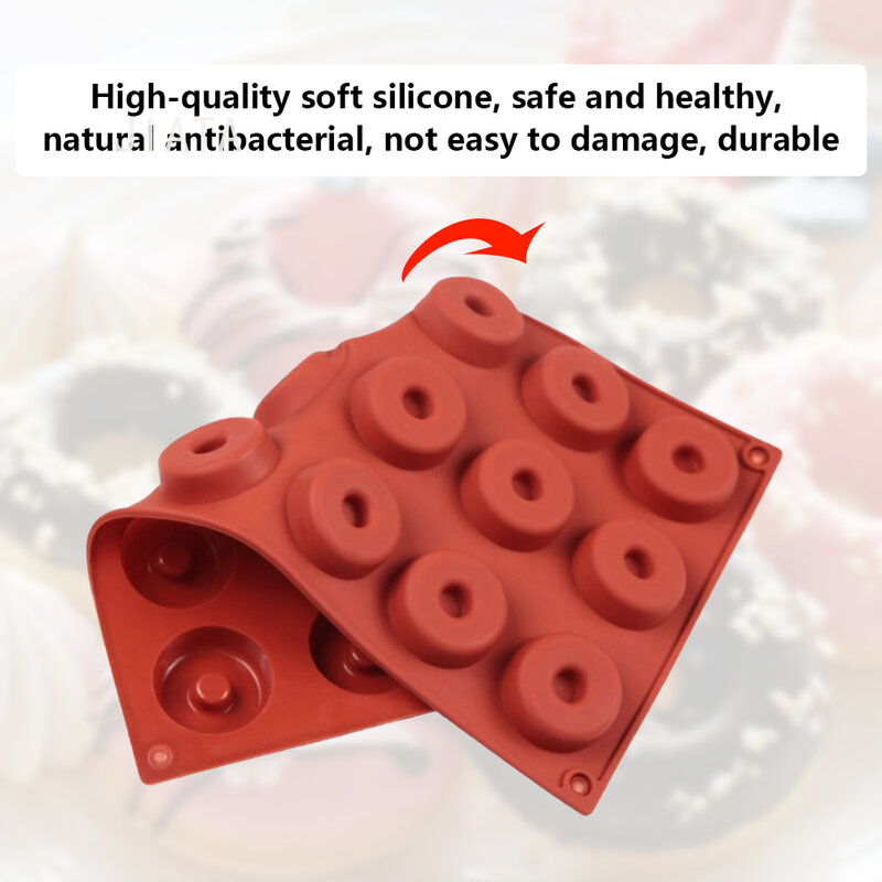 18 Cavity ซิลิโคนโดนัทแม่พิมพ์ DIY ช็อกโกแลตขนมหวานเค้ก Donut รูปร่าง Non Stick 3D Baking Pan Moulds ครัวเบเกอรี่เครื่องม...