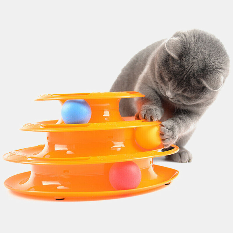 ثلاثة مستويات الحيوانات الأليفة القط لعبة برج المسارات القرص القط الذكاء تسلية الثلاثي القرص القط لعب الكرة التدريب لوحة تسلية