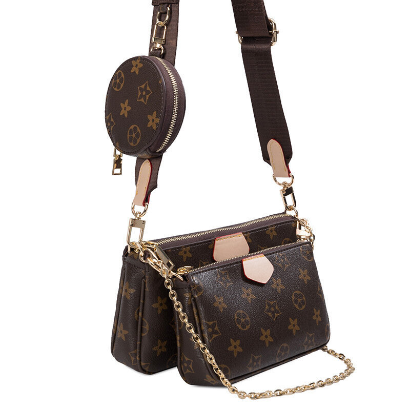 Bolsa de impressão do vintage 3-em-1 marca de moda de luxo lady messenger bag bolsa pequena carteira bolsa