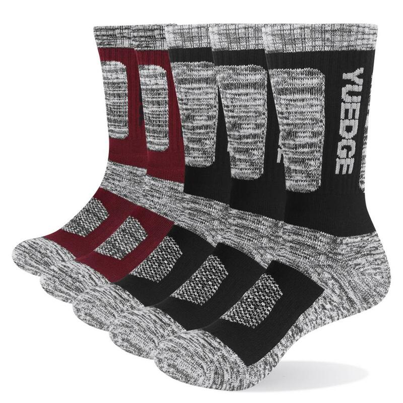 YUEDGE Men's Socks Cotton Terry Cushion Breathable Crew Sports Hiking Socks Thicker Winter Thermal Socks 5 Pairs Lot 38-45 EU