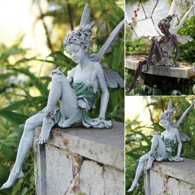 Fata Angelo Scultura Da Giardino Ornamento Figurine Statua PORTA TV di Opere