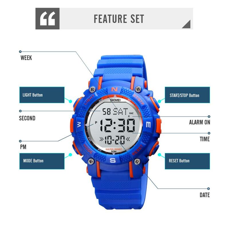 SKMEI Children Digital Watches Original Brand Waterproof Led Kids Clock Electronic Sport Chrono Wristwatch For Boys Girls Gifts