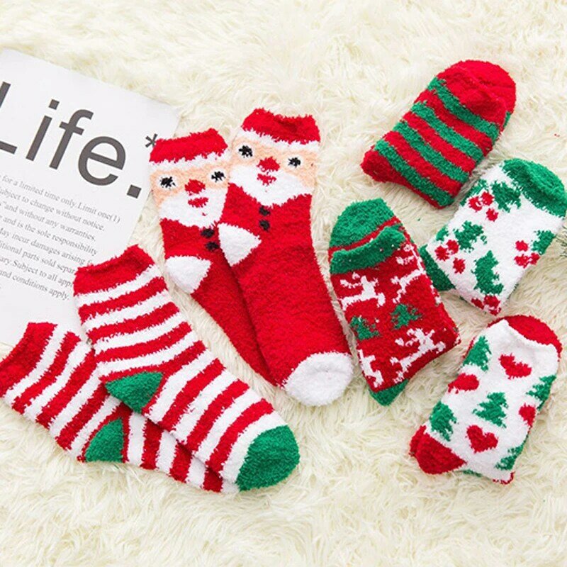 Рождественские носки, 2021, Рождественский Декор, новый год, хлопок, Мультяшные, сохраняющие тепло, милые женские носки для девочек, зимние рож...