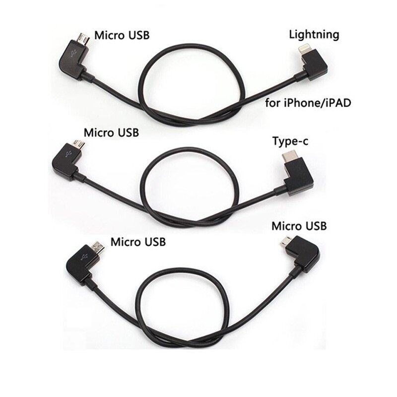 Cabo de dados para dji faísca/mavic pro/ar 1mavic 2/mini controle micro usb para iluminação/tipo c/micro linha para iphone/almofada para xiaomi