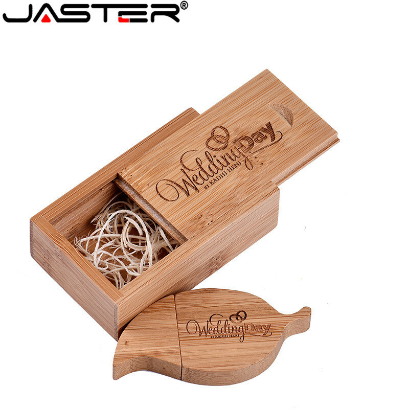 JASTER pendrive 승진 나무로되는 잎 모양 모양 U 디스크 USB + 상자 USB 2.0 4 gb / 8 gb / 16 gb / 32 gb / 64 gb 저속한 드라이브