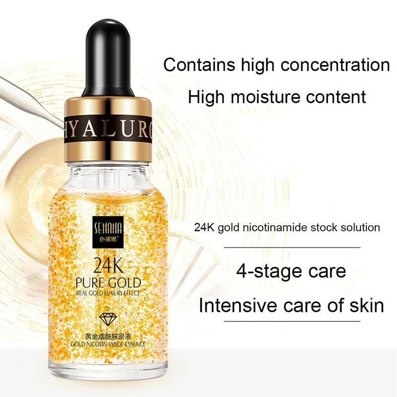 24K Gold Niacinamid Gesicht Essenz Anti Anti-aging Serum Moisturzing Poren Pflege Säure Haut Hyaluronsäure Reparaturen H6F4