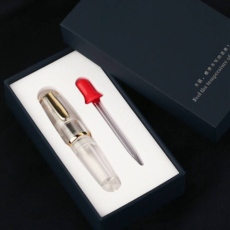 MoJiang Q1 Pena Tinta Tetes Mata Mini Pena Saku Pendek Resin Pena Tinta Transparan Portabel Pena Hadiah Pena dengan Kotak Iridium EF/F