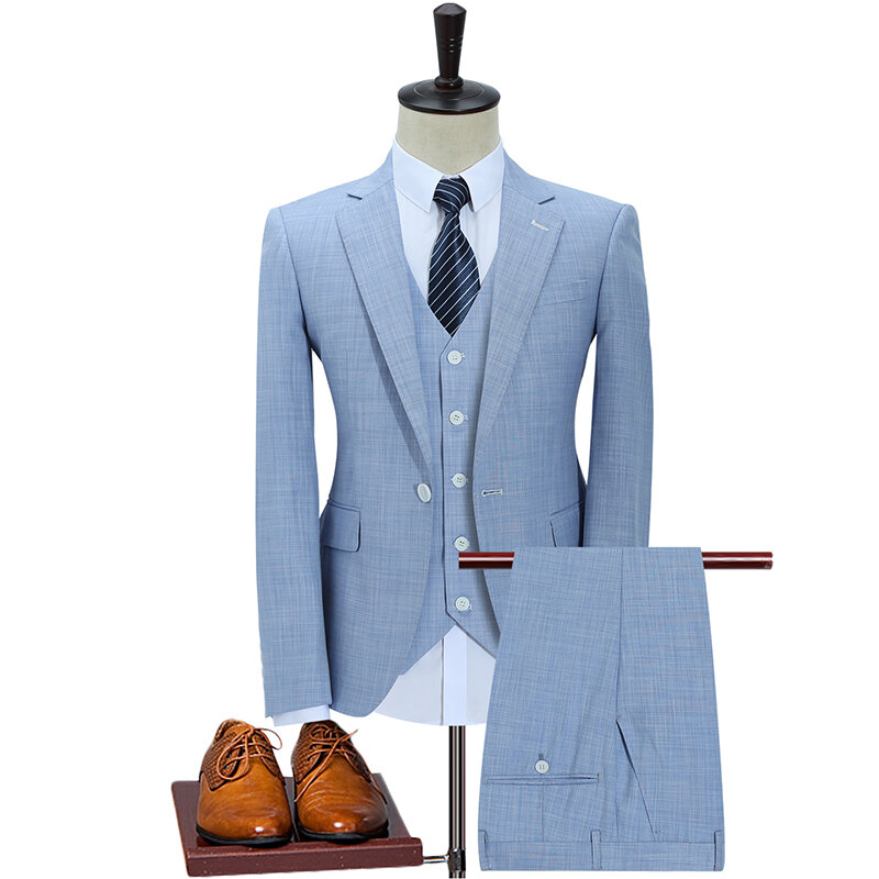 (Anzug + weste + hosen) neue männer boutique schlank taste anzug einfarbig anzug jacke host jacke & hose männer formale anzug jacke